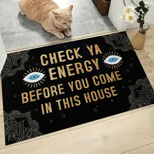 Evil Eye Welcome Mat, Long Rectangular Home Decorative Rug, Unique Entrance Floor Mat for Living Room Bedroom Kitchen Outdoor Areas