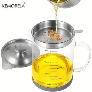 Large Capacity (33.8oz/50.72oz) with Scale, Dual-Function Filter and Fry Basket, Transparent Bottom, Durable Kitchen Gadgets, Oil Drain Container