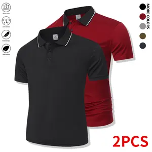 2-piece set, men’s polo shirt — soft, breathable short-sleeve polo shirt; comfortable and casual; classic collared shirt suitable for work, golf, and everyday wear