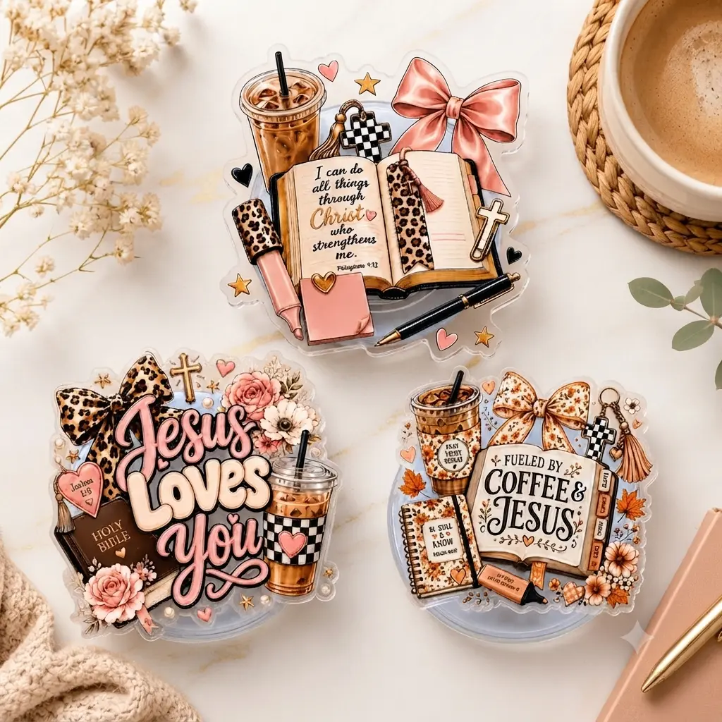 Coffee And Jesus MagSafe Phone Grip Christian Bible Verse Magnetic Kindle Holder Leopard Bow Faith Based Reader Gift, Cute Seasonal Accessories