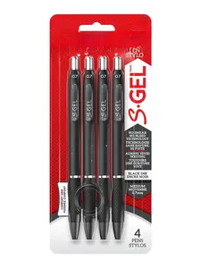 S-Gel Gel Pens Drawing Pens for Journaling 4 Count with Black Ink, Ideal for Writing and Coloring