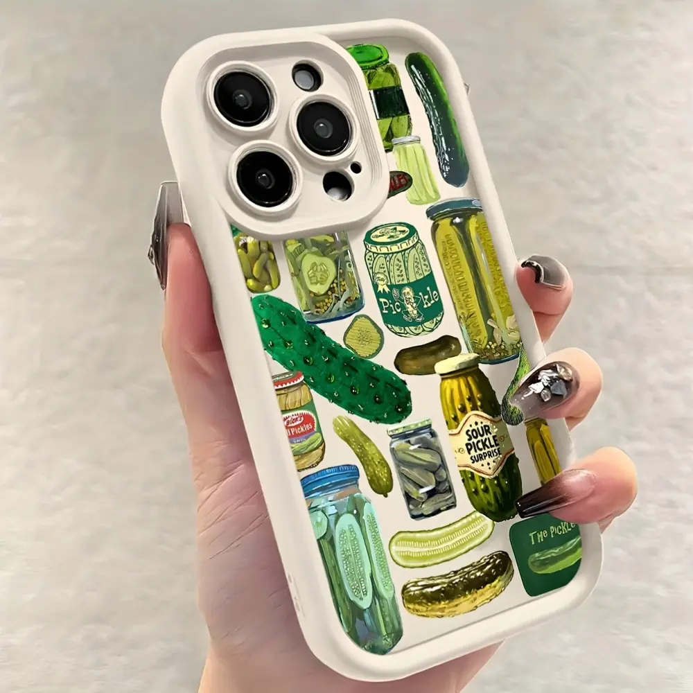 Phone Case - Artistic Pickle-Themed Phone Case Compatible with for Iphone 17, 16E, 16, 15, 14, 13, 12, 11 Mini, Pro, Max, Air, X, XR, XSMAX, 8, And 7 Plus, Featuring a Soft TPU Back Cover Designed to Prevent Falls