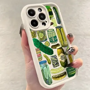 Phone Case - Artistic Pickle-Themed Phone Case Compatible with for Iphone 17, 16E, 16, 15, 14, 13, 12, 11 Mini, Pro, Max, Air, X, XR, XSMAX, 8, And 7 Plus, Featuring a Soft TPU Back Cover Designed to Prevent Falls