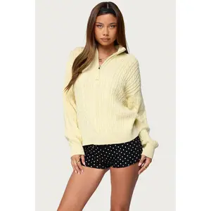 Sarie Cable Knit Quarter Zip Sweater