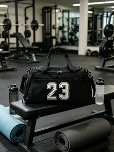 Basketball Theme Fitness Training Bag, Large Capacity Lightweight Sports Tote, Travel Gym Bag, Trainer Bag, Adjustable Strap, Ideal for Yoga, Gym, Commute, Gifts