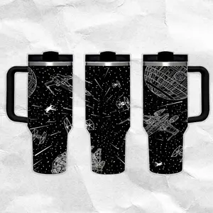 Galaxy Star Map Pattern 40oz Handle Tumbler – Retro Fantasy Stainless Steel Travel Mug, Hawkins Inspired Horror Cup, Double Wall Thermal Drinkware, Large Iced Coffee Tumbler, Gift for TV Show & Dungeon Game Fans
