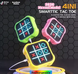2026 Newest Model 4 in 1 Portable Educational Toy for Kids & Adults, 2 niPacks Rechargeable Electronic Tic Tac Toe Game Quick-Play, Digital Board Game to Boost Memory & Cognitive Skills, Perfect Home Interactive Game Gift for Family Fun & Leisure