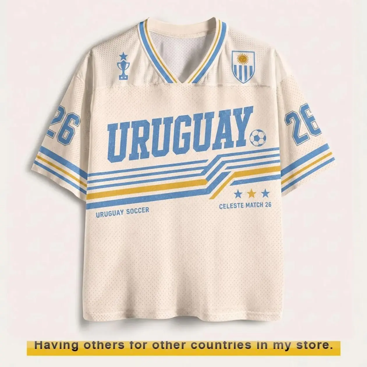 Uruguay Soccer Jersey, Retro La Celeste Shirt, Custom Name Number Jersey, Uruguayan Football Fan Gift