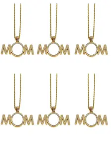 6pcs Heat Transfer Blank Mom Rhinestone Necklace, Custom Photo Pendant, Mother's Day Gift, Chain, DIY Jewelry Making Kit