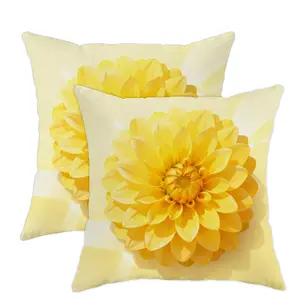 Jit 2pcs Floral Dahlia Throw Pillows, Soft Velvety Fabric Design, Perfect for Home & Office Decoration, Durable Washable Pattern