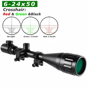 6-24X50 AO Scope Hunting Long-Range Scope Illuminated Red/Green Reticle Optical Sight for 20Mm Installer