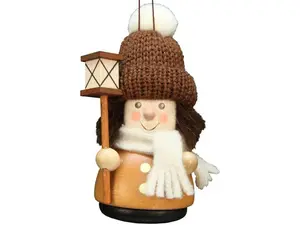 Alexander Taron 15-0214 Christian Ulbricht Wooden Christmas Decor Hanging Ornament - Lantern Boy, Natural Wood Finish