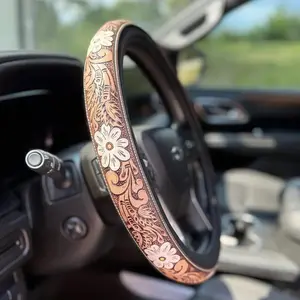 2026  Non-Slip Grip Steering Wheel Cover with No Inner Ring Breathable for All Seasons Western-style Contoured Hard Shell FootballBack Protector Black Pool Tennis Car Interior Kit....