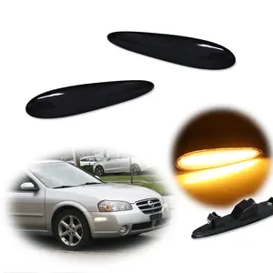 2PCS Smoked Lens Amber LED Front Side Marker lamps Lights For 2000 2001 2002 2003 Nissan Maxima,Replace OEM 261802Y910, 261852Y910