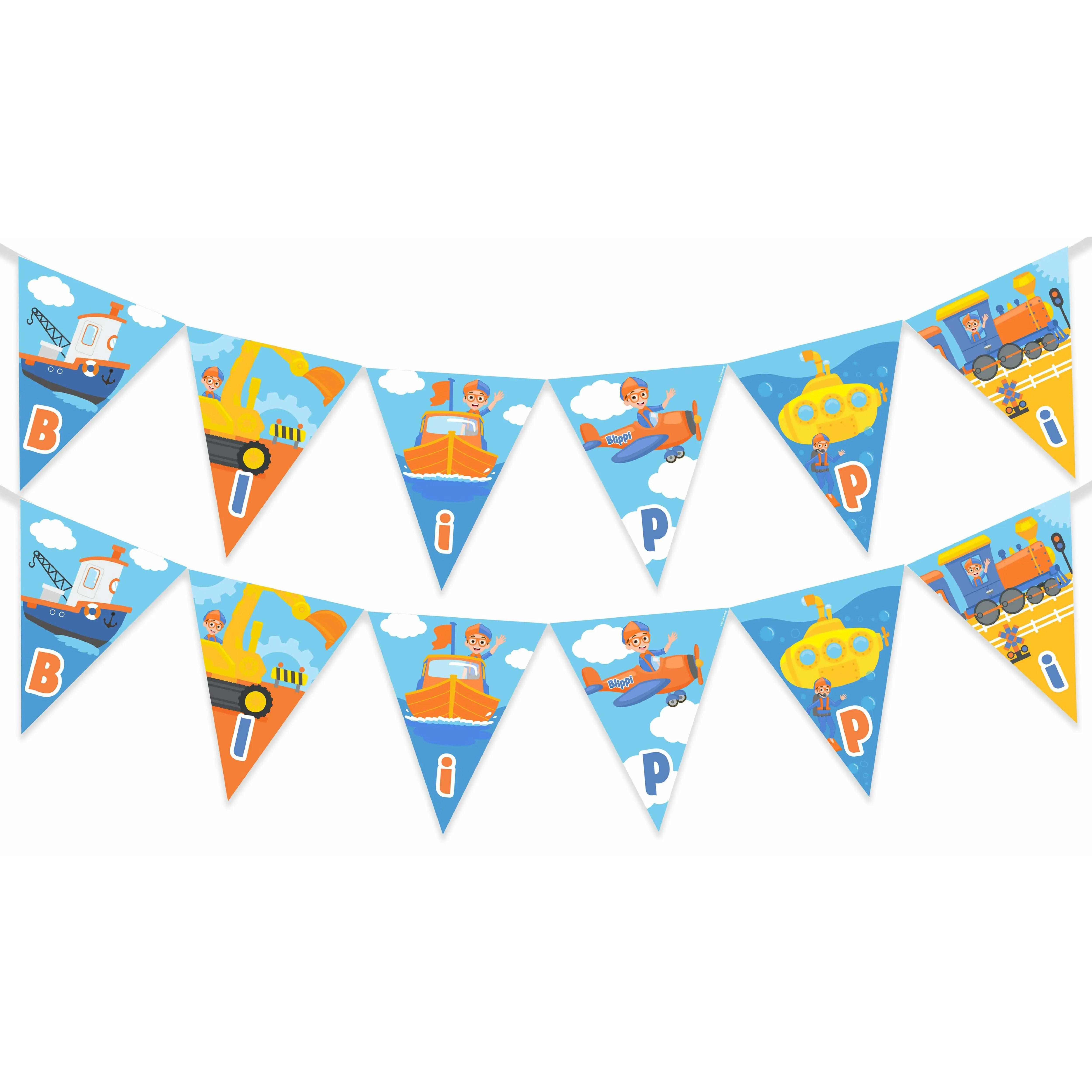 Blippi Birthday Banner Pennant Vehicle - Blippi Party Supplies