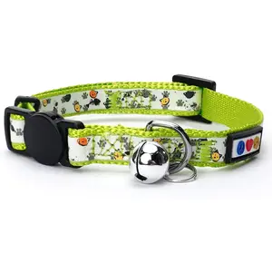 Pawtitas Glow in The Dark Cat Collar with Safety Buckle and Removable Bell Cat Collar Kitten Collar Green Cat Collar