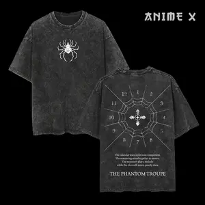 Retro Heavy Limited The Phantom Troupe Hunter X Hunter Anime Double Printed Vintage Oversized Washed Unisex Oversize Anime Manga Washed Heavyweight Cotton T-shirt, Gift For Anime Fan, Anime Lover