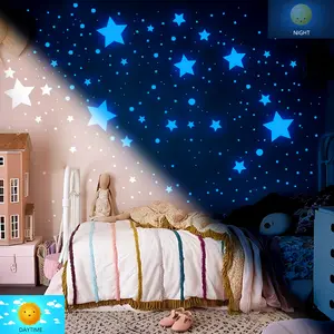 2Pcs 20x30cm Blue Luminous Star 2D Wall Sticker Self-Adhesive Home Decoration