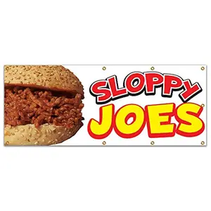 SignMission  120 in. Concession Stand Food Truck Single Sided Banner - Sloppy Joes