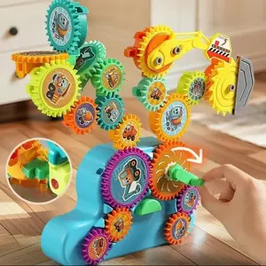 Multi Gear Building Toy for Kids, Electric & Manual STEM Gear Set with Moving Gears and Bug Topper, Educational Construction Toy for Boys & Girls Ages 3-8
