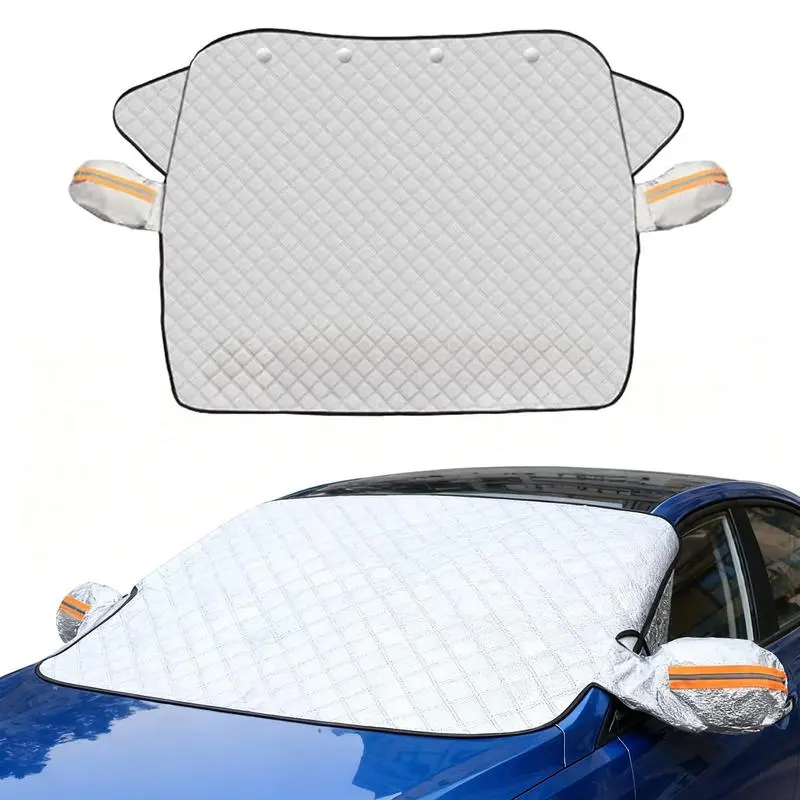 Windshield Cover for Winter Ice/Snow/Frost, Heavy Duty Thick Protective Windscreen Cover, Snow Ice Frost Dust Water Resistent, Heat Car Windshield Snow Cover summer sunshade