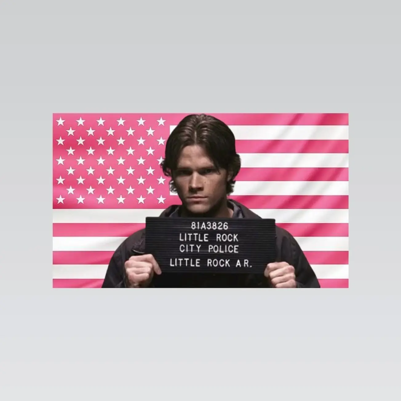 Sam Winchester Pink American Flag Tapestry – Supernatural Wall Art Decor | TV Show Fan Flag | Aesthetic Pink Bedroom Decor