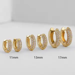 LUXJELWEL - New Gold Plated Huggie Earrings with CZ Zircon Thin Ear Hoops Cartilage Earring for Women Round Minimal Earring Piercing Jewelry