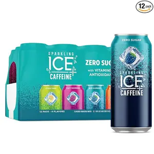 Sparkling Ice +Caffeine Variety Pack, Flavored Sparkling Water, Zero Sugar, with Vitamins and Antioxidants, 16 fl oz, 12 count (Citrus Twist, Black Raspberry, Blue Raspberry, Strawberry Citrus)