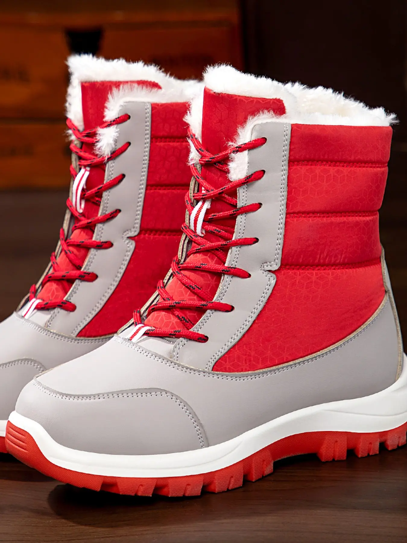 Women's Fashion Winter Snow Boots, Warm Faux Fur Lined Mid-Calf, Camouflage Pattern, Wedge Heel, Comfortable and Stylish Shoes