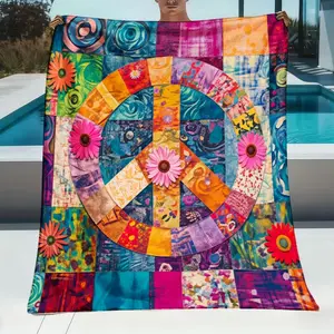 Peace Sign Colorful Soft Fleece Throw Blanket, Cozy Warm Fluffy Blankets for Couch Bed Sofa, Birthday Gifts for Women Men Her Him Friend Family Mom Dad, Christmas Thanksgiving