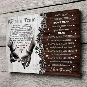 1pc Frameless Personalized Couple Canvas, We're A Team When I Say I Love You Couple Gift, Meeting You Was Fate Canvas, Gift For Him, Gift For Her, Birthday Anniversary Couple Lover Canvas, Canvas Wall Art, Wall Hanging Canvas