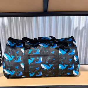 TheDottieDotDot Blue Whale Pattern XL 22” Duffel Bag