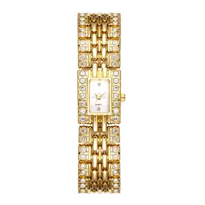 OIDEA Women's Square Iced-Out Watch - Hip Hop Gold Bling Analog Quartz Full Diamond Elegant Wristwatch for Ladies