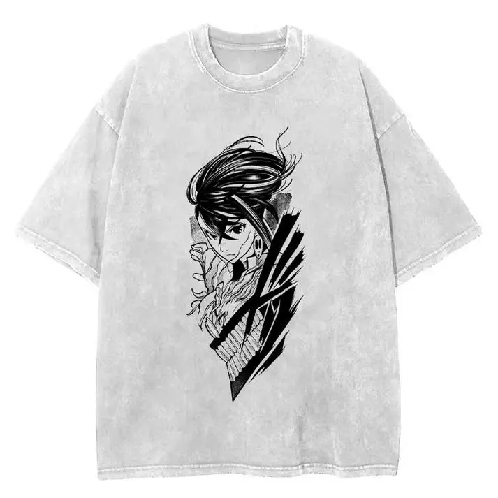 Men's Jujutsu Kaisen Shoko Ieiri Graphic Print Oversized Distressed Round Neck Short-Sleeve T-Shirt - Funny Streetwear, Menswear Dark Aesthetic Vintage Casual Top, Multi-Size, Figure, Fitted