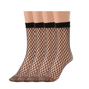 Zeelina Fishnet Ankle High Socks Black Out Mesh Sock Summer Stocking for Women
