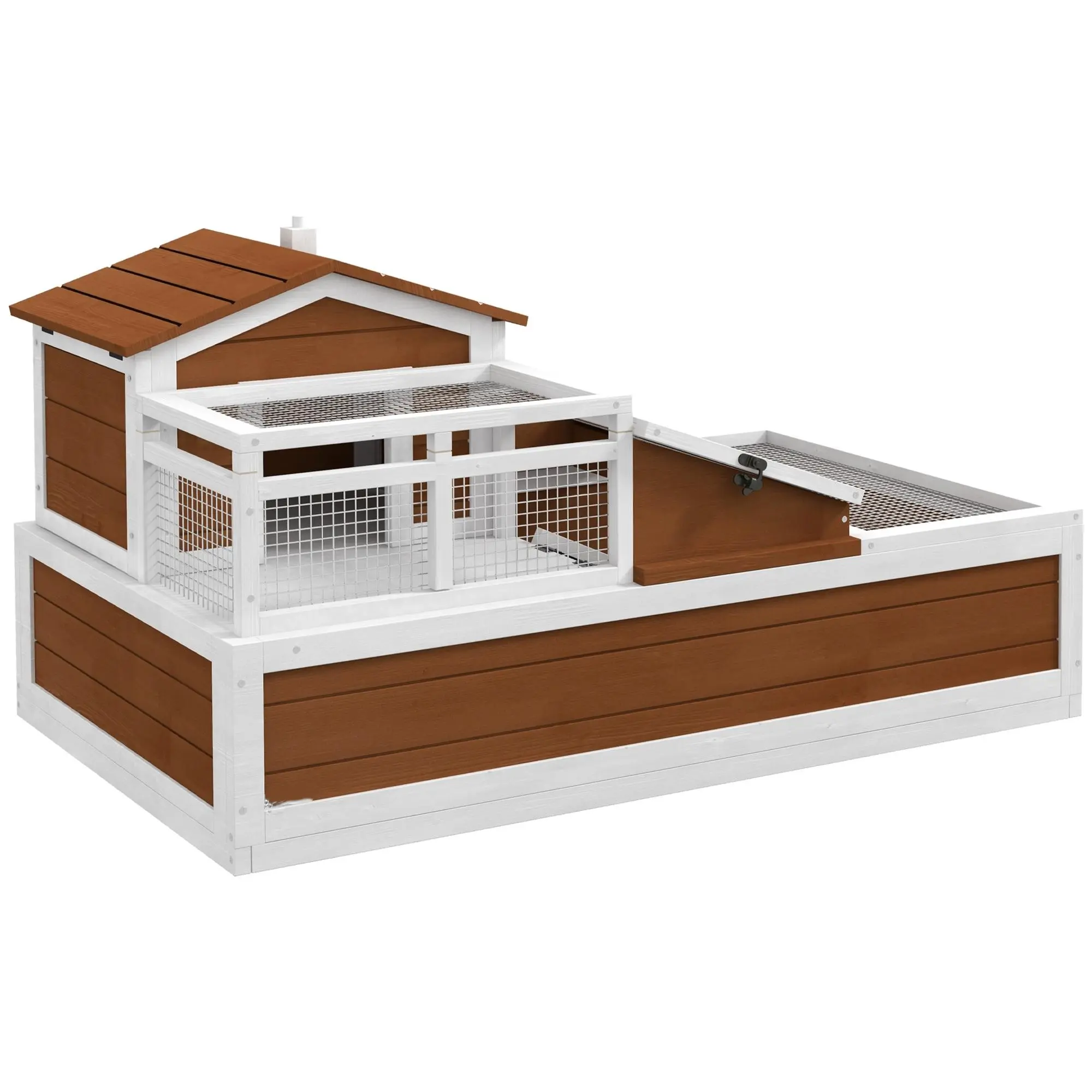 Reptile Terrarium House, 2-Story 3-Compartment Tortoise Habitat with Balcony, 44"x25.5" Coffee Color – Ideal for Living Room, Reptile Room