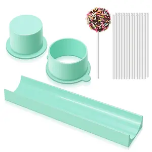 Round Cake Pop Mold Set with 9 Inch Tray and Sticks, ABS Cake Pop Maker, Circle Cake Pop Cutter and Pusher, Baking Molds Kit for Parties, Wedding,Home Desserts Making