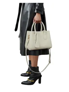 Women’s top-grain leather, lychee pattern, 2026 new style, large capacity handbag, women’s shoulder bag.
