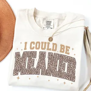 Comfort Colors® I Could Be Meaner Shirt Leopard Design Tee Funny Quote Crewneck Funny Humor Shirt Trendy Shirt For Woman Sarcasm Tees