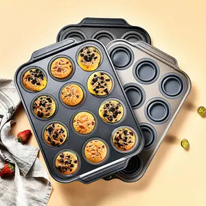 RYCTECH 12 Hole Silicone Cake Mold, Foldable Silicone Cake Mold Push-Type 6-Connected 12-Connected Cake Mold, Oven Baking Tool Baking Pan Muffin Pan, Silicone Muffin Pan to Easily Pop Out, For Baking Homemade Breads, Cakes, Dealsforyoudays