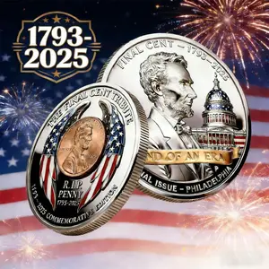 2025 New Final Cent Tribute Coin, Last Penny Coin, Last Minted Commemorative Penny, Symbolic Final Penny Keepsake, Uncirculated Pennies Challenge Coins 3D Engraved (1 Pc)