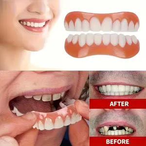 Cosmetic Tooth Veneer Set, Includes Upper & Lower Teeth, Clips, Additional Accessories for Decoration, Enhance Your Smile