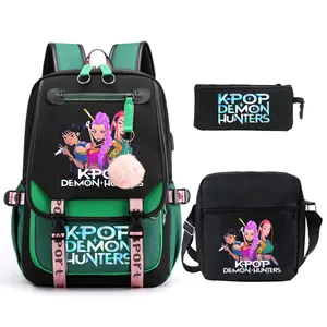 2026 New KPOP Witch Hunters School Bag Shoulder Bag Casual Pencil Bag Three-piece Set Large Capacity Printed Backpack