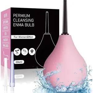 Anal Douche Bottles Kit Reusable - Bulb,Enema Douche with 3 Nozzle, Reusable Anal Cleaner Enema Bulb for Colon Cleansing, Constipation, for Men Women,224ml(Pink) Cleanser Plastic