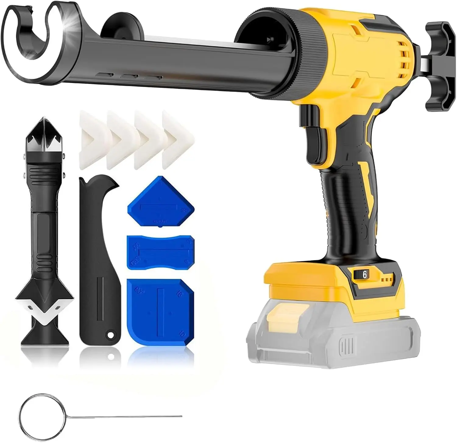 Cordless Caulking Gun Compatible With DeWalt 20V Max Battery 10 Oz Electric Caulking Gun with LED Light, 6 Speed for Filling, Sealing, Repair (No Battery Included)