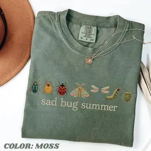 Comfort Colors® Sad Bug Summer Shirt, Bug Tee, Cottagecore Insect Shirt, Minimal Nature Gift for Her, Clean Lines, Minimalist Look, Simple Style