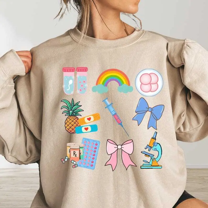 IVF T-Shirt OR sweatshirt , IUI Tshirt , Rainbow Baby, Egg Retrieval Shirt, Embryo Transfer Tee Shirt, IVF Friend , Infertility Gift Cotton Fabric