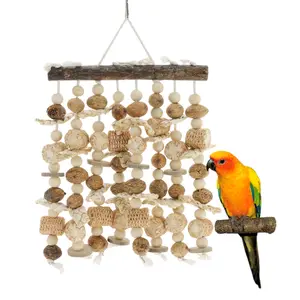 VOCOSTE Bird Parrot Toy, Wooden Chewing Tearing Toy, Bird Toys, Bird Cage Accessories, Parrot Cage Bite Toy for Large Medium Birds Macaws
