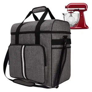 BAGLHER Heavy Duty Mixer Storage Bag for 6-8 Quart Stand Mixers – Portable & Spacious KitchenAid Carrying Case with Accessory Pockets, 2-in-1 Shoulder/Hand Strap (15”x10.5”x17”, Grey) – Ideal for 4th of July Holiday Baking Trips