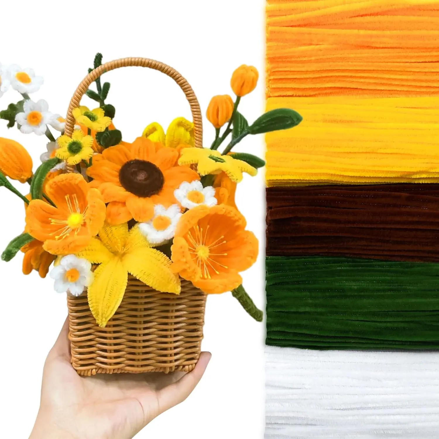 100 Pcs 0.32"/8mm Thickness Chenille Stem Pipe Cleaners - Bulk DIY Craft Supplies, Fluffy Fuzzy Sticks for Handmade Crafts, Floral Arrangements, Wrapping Paper Projects, Crafting